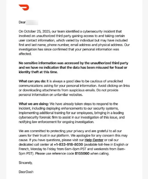DoorDash Data Breach Exposes Customer Information After Employee Falls for Social Engineering Attack